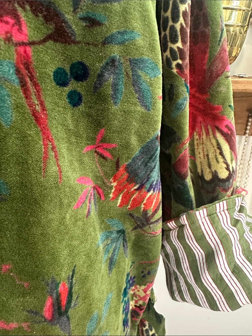 Velvet Bird Print Robe - Picture 5 of 6